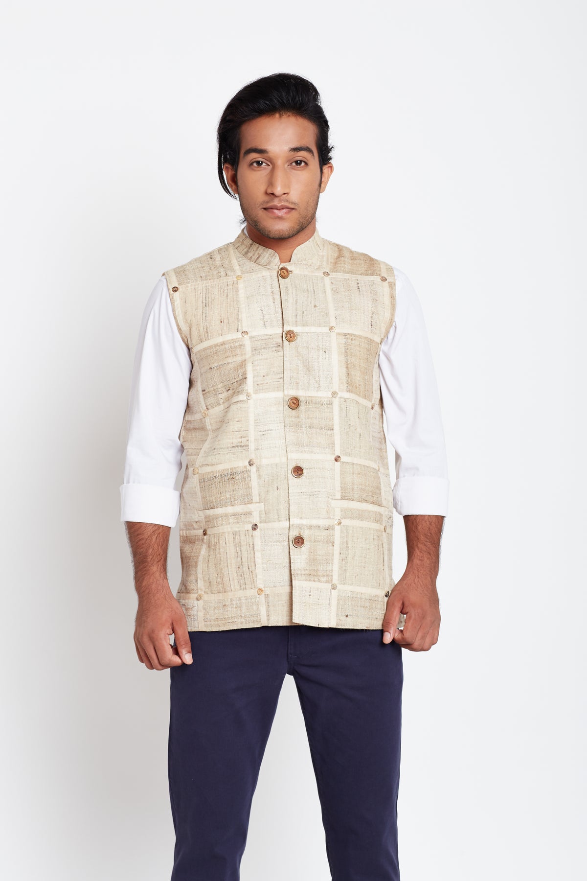 Tussar Patch Work Men Bandi