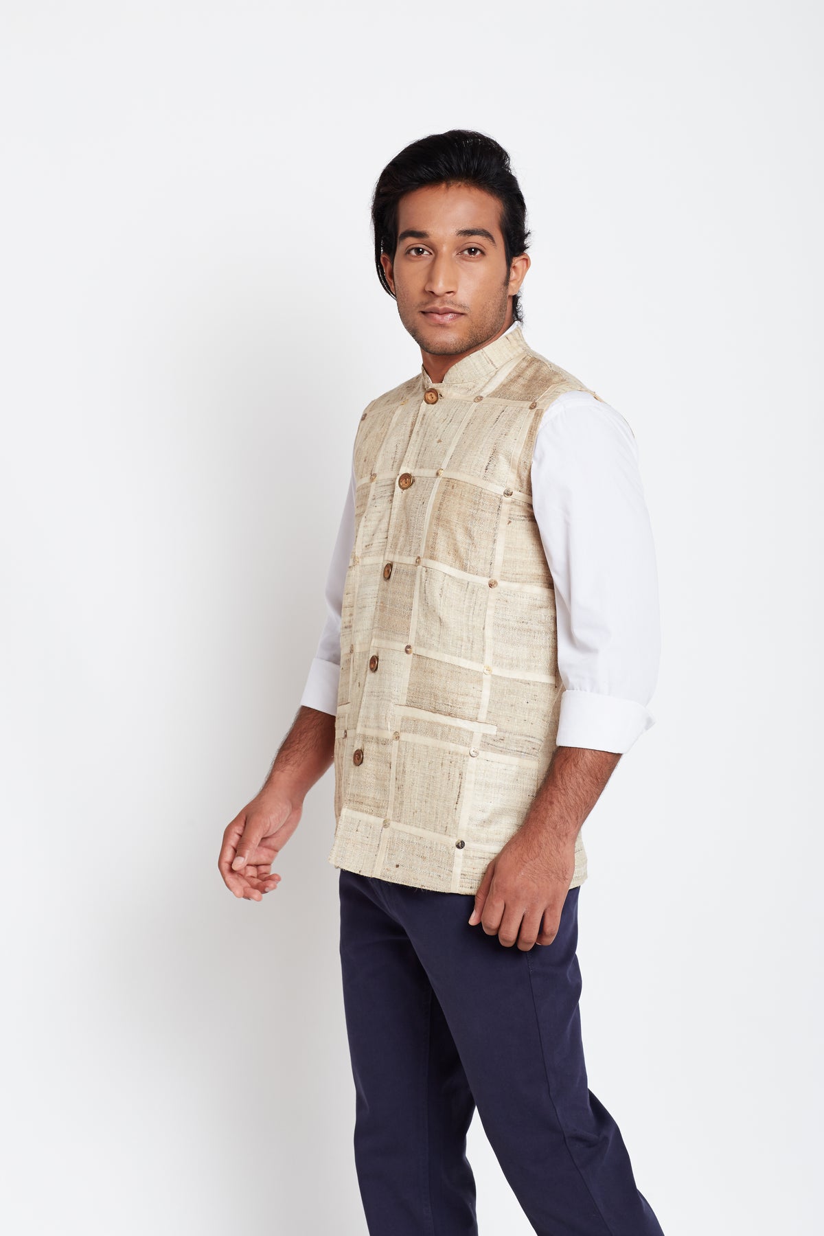 Tussar Patch Work Men Bandi