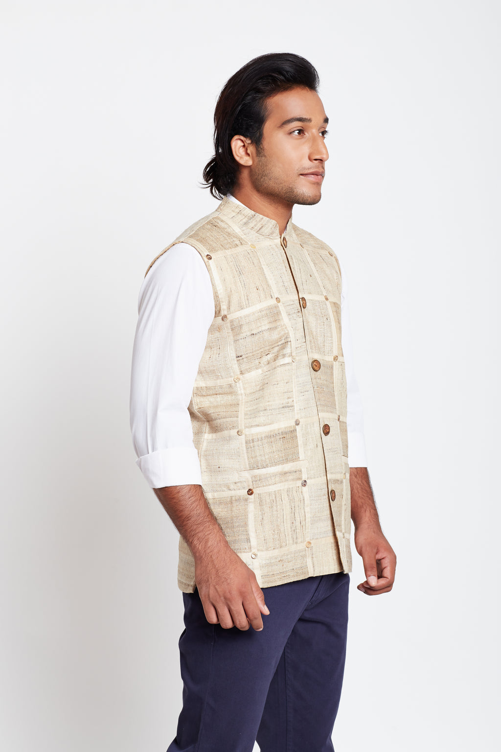 Tussar Patch Work Men Bandi