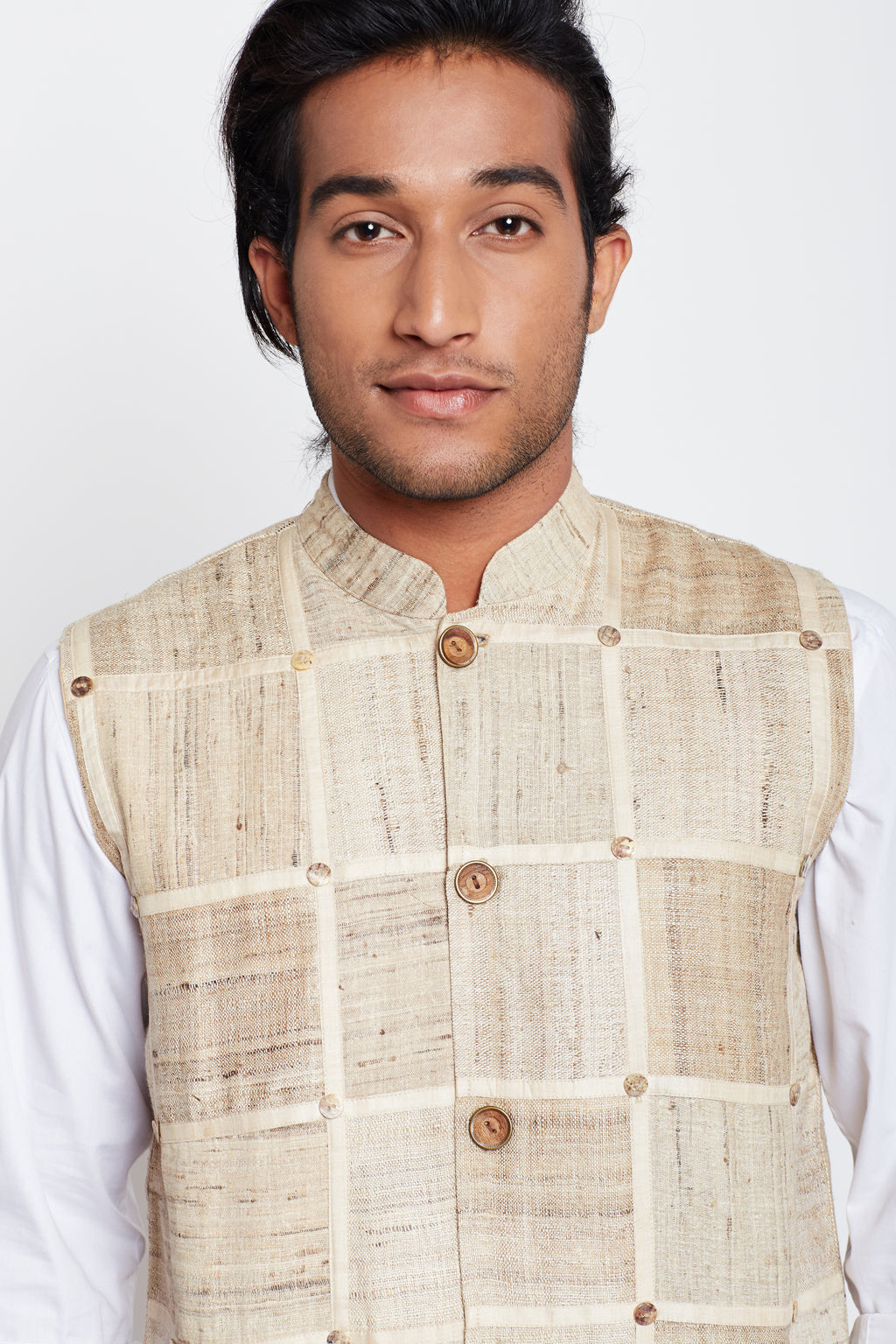 Tussar Patch Work Men Bandi
