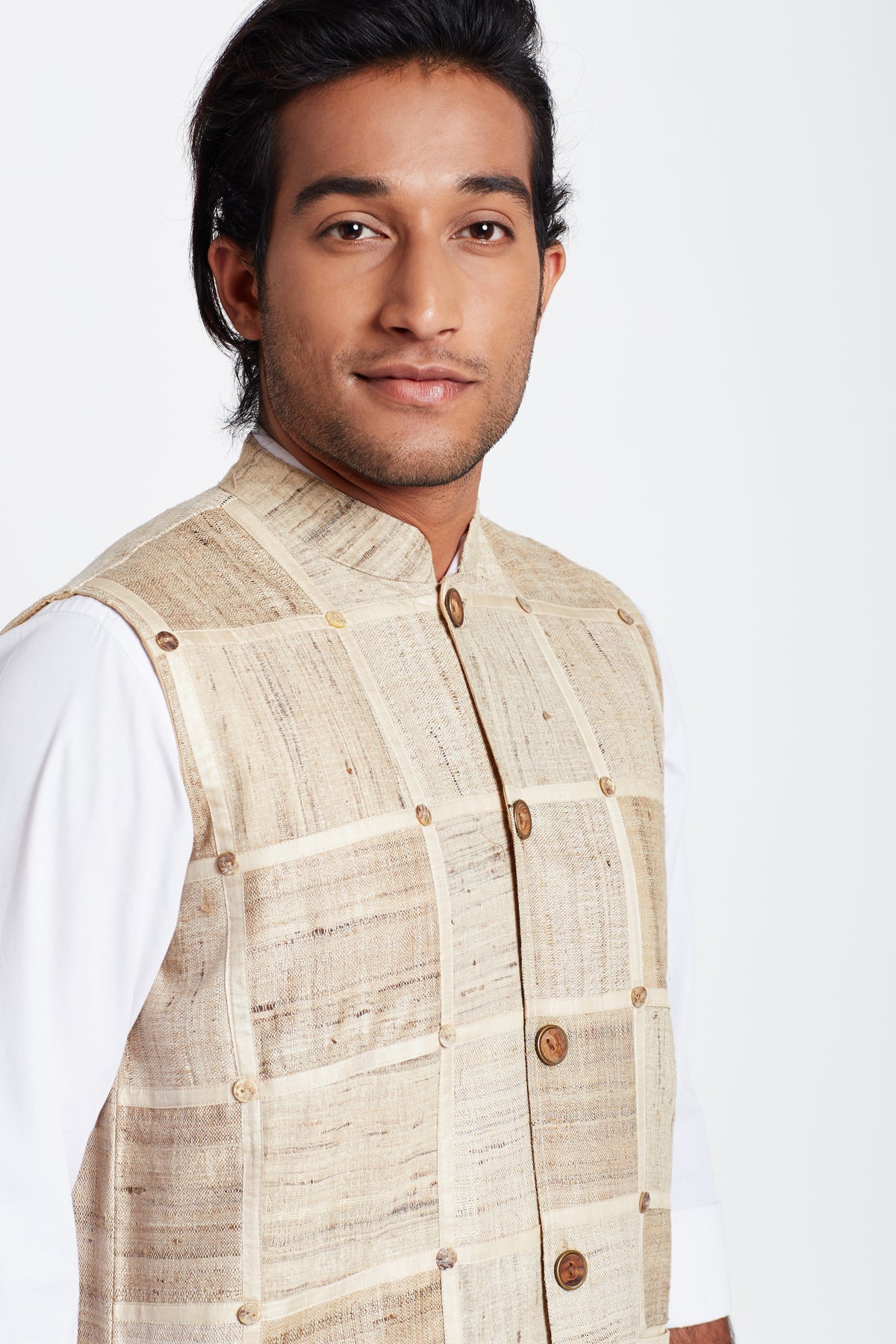 Tussar Patch Work Men Bandi