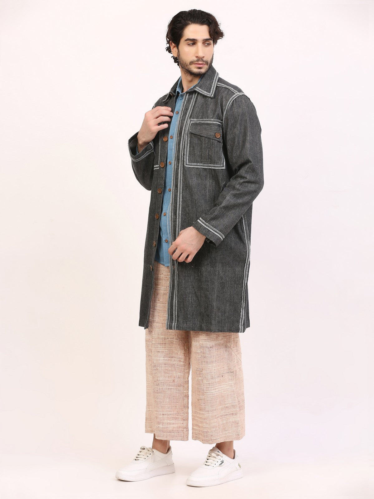 Indigo Overlock Detailing Shirt