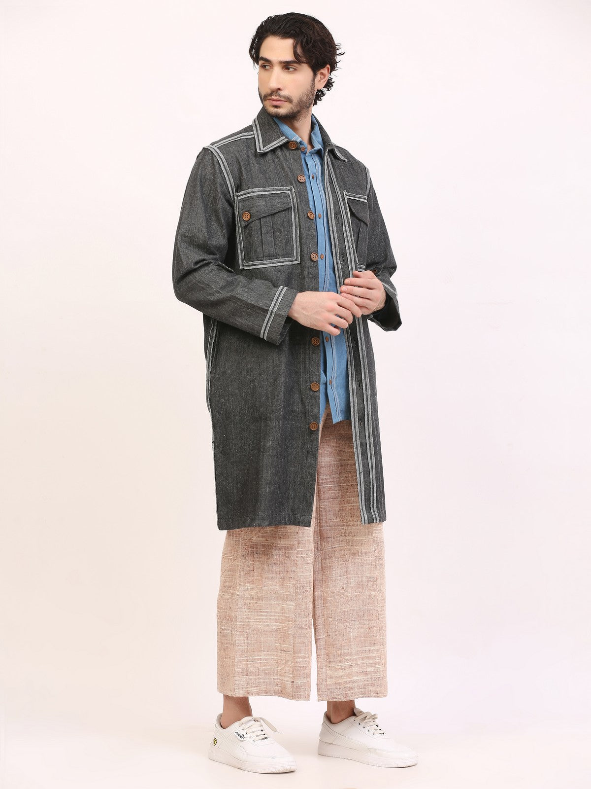 Indigo Overlock Detailing Shirt