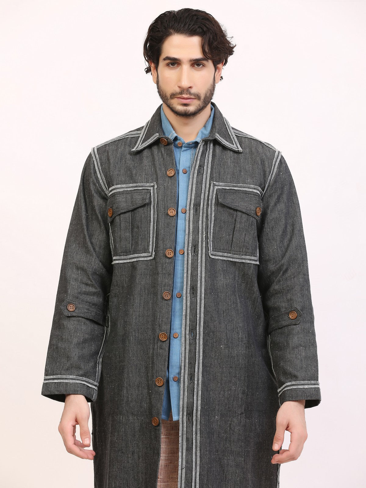 Indigo Overlock Detailing Shirt