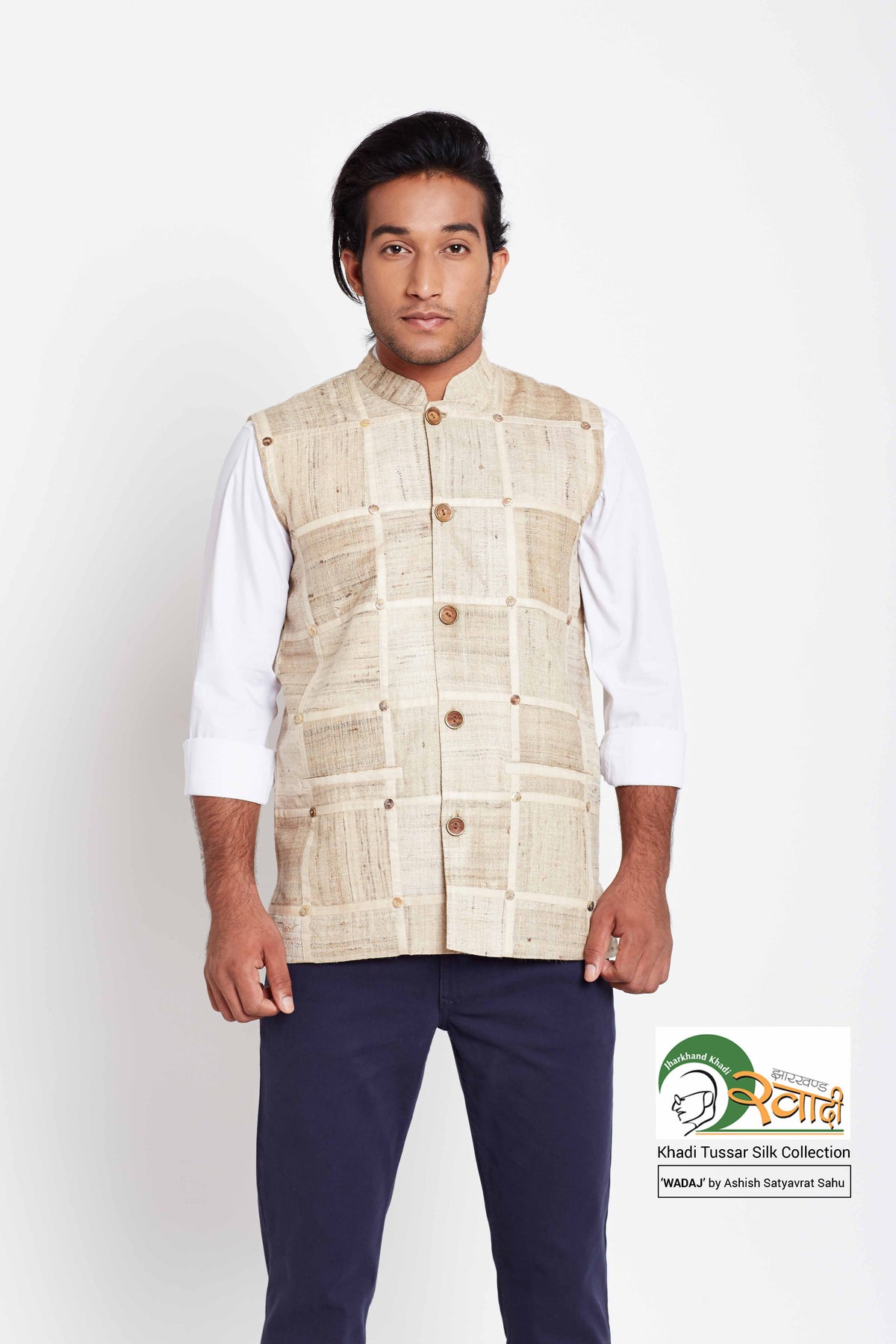 Tussar Patch Work Men Bandi